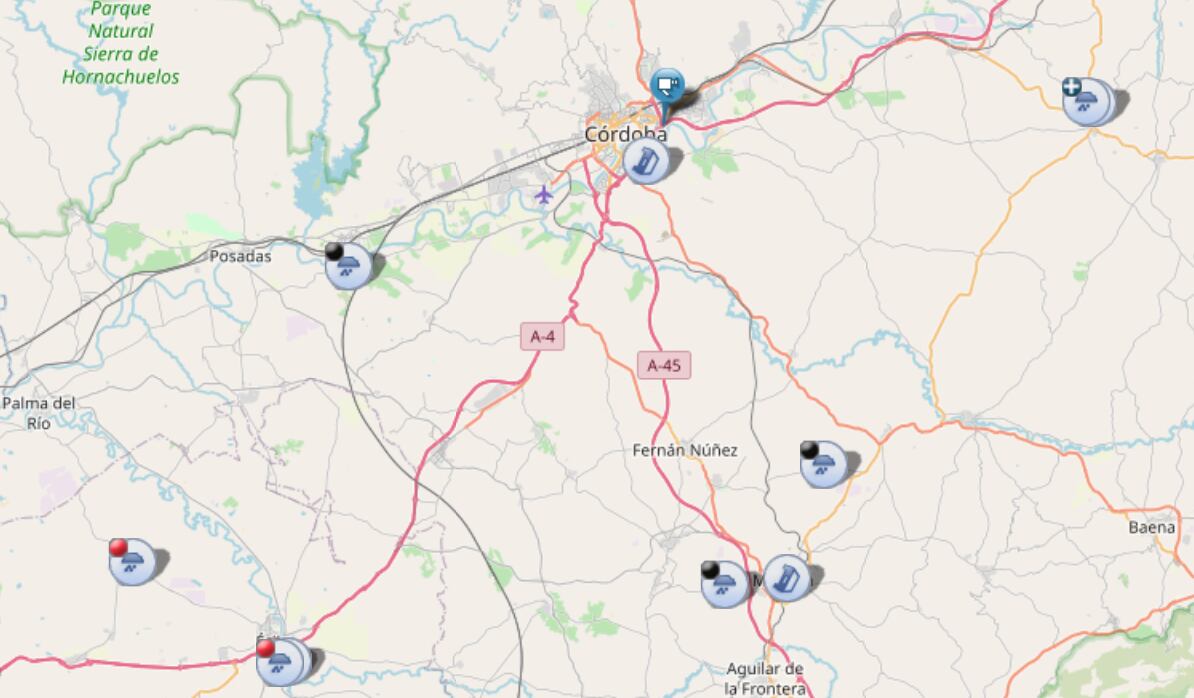 Mapa de la DGT con incidencias en las carreteras tras el paso de la borrasca