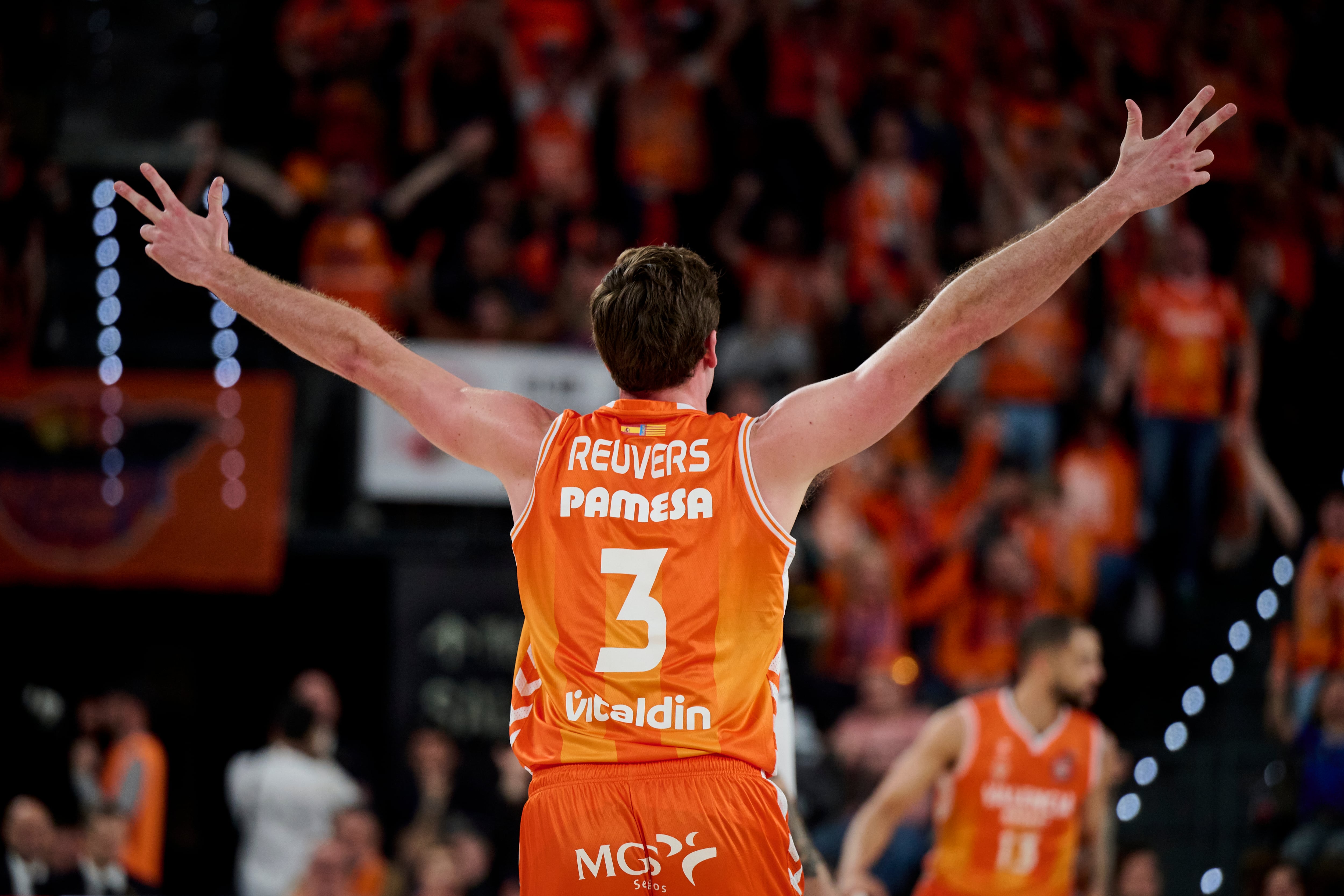 VALENCIA, SPAIN - FEBRUARY 21: Nate Reuvers #3 of Valencia Basket in action during Copa Del Rey Semi Finals match between Valencia Basket and Real Madrid at Roig Arena on February 21, 2026 in Valencia, Spain. (Photo by Borja B. Hojas/Getty Images)