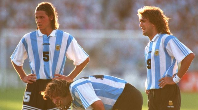 Fernando Redondo y Batistuta, durante el Mundial de 1994 de Estados Unidos en Argentina