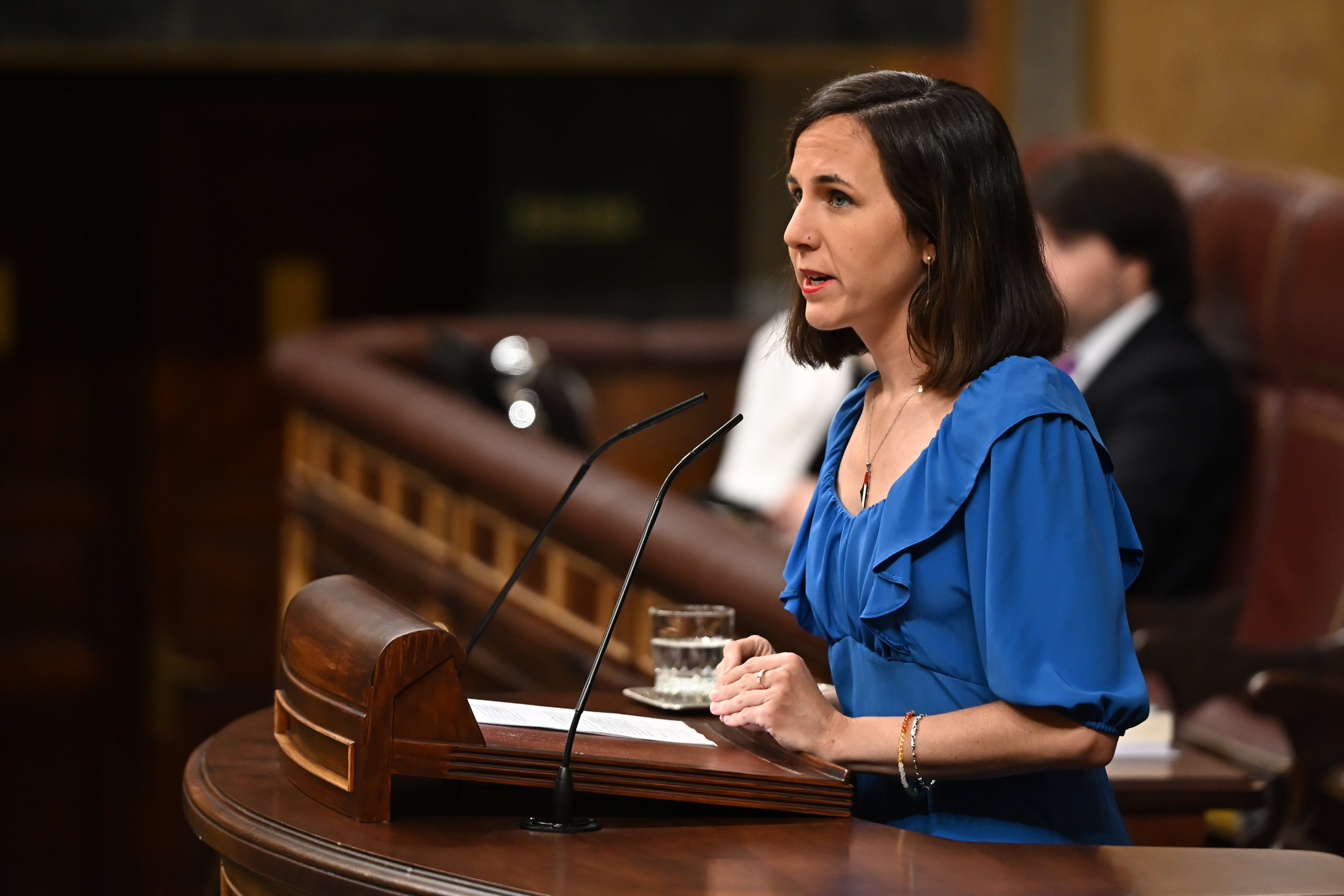 MADRID, 27/06/2024.-La líder de Podemos, Ione Belarra interviene en el pleno del Congreso, este jueves. EFE/ Fernando Villar
