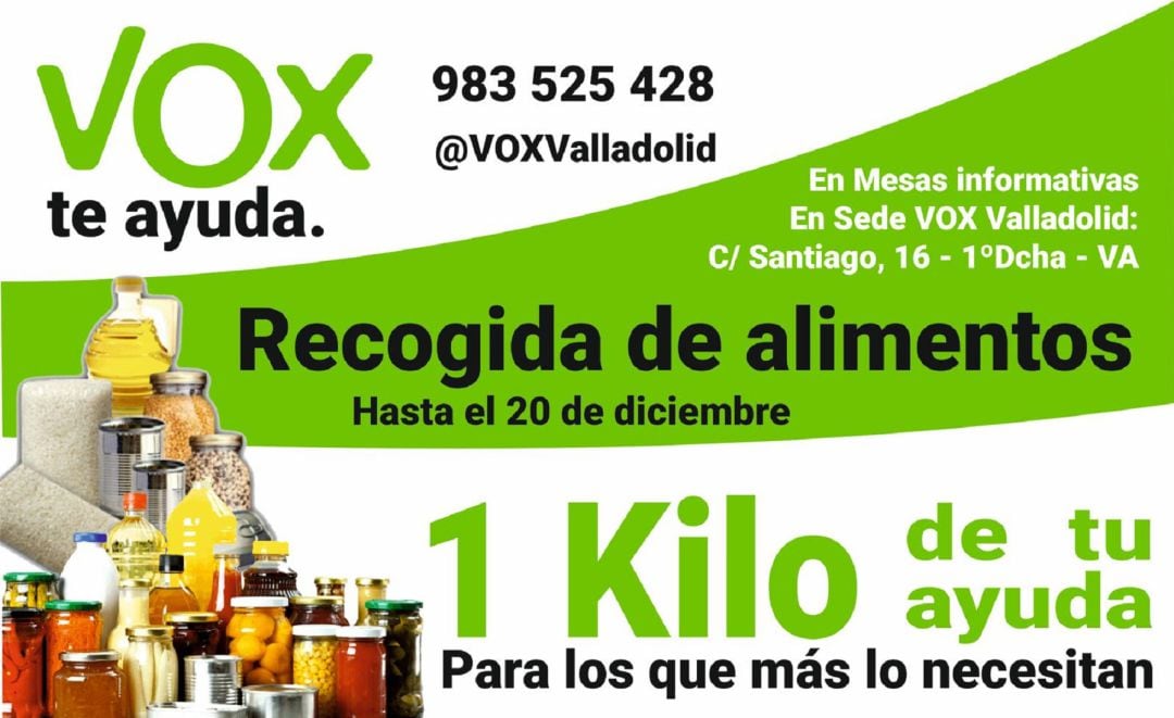 Cartel de la campaña de recogida de alimentos de VOX.