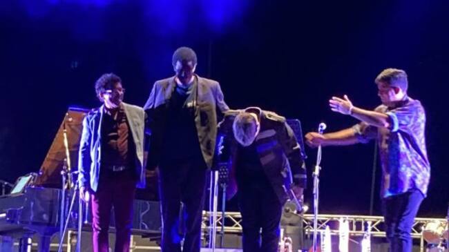 Imagen de la actuación del trompetista Manuel Blanco en Daimiel junto a los músicos que le acompañaron