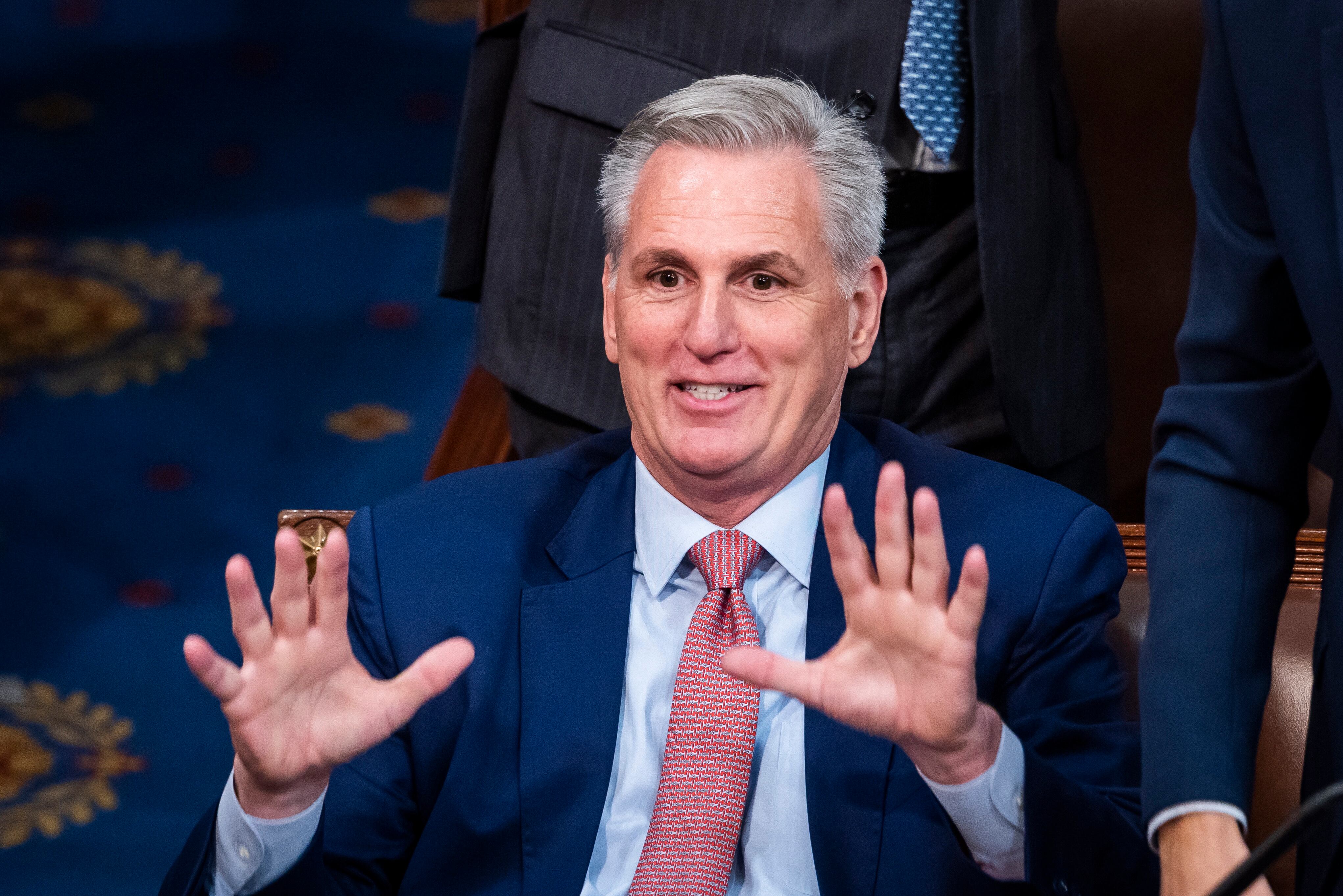 El candidato republicano a presidir en Congreso, Kevin McCarthy, durante una de las votaciones en el hemiciclo