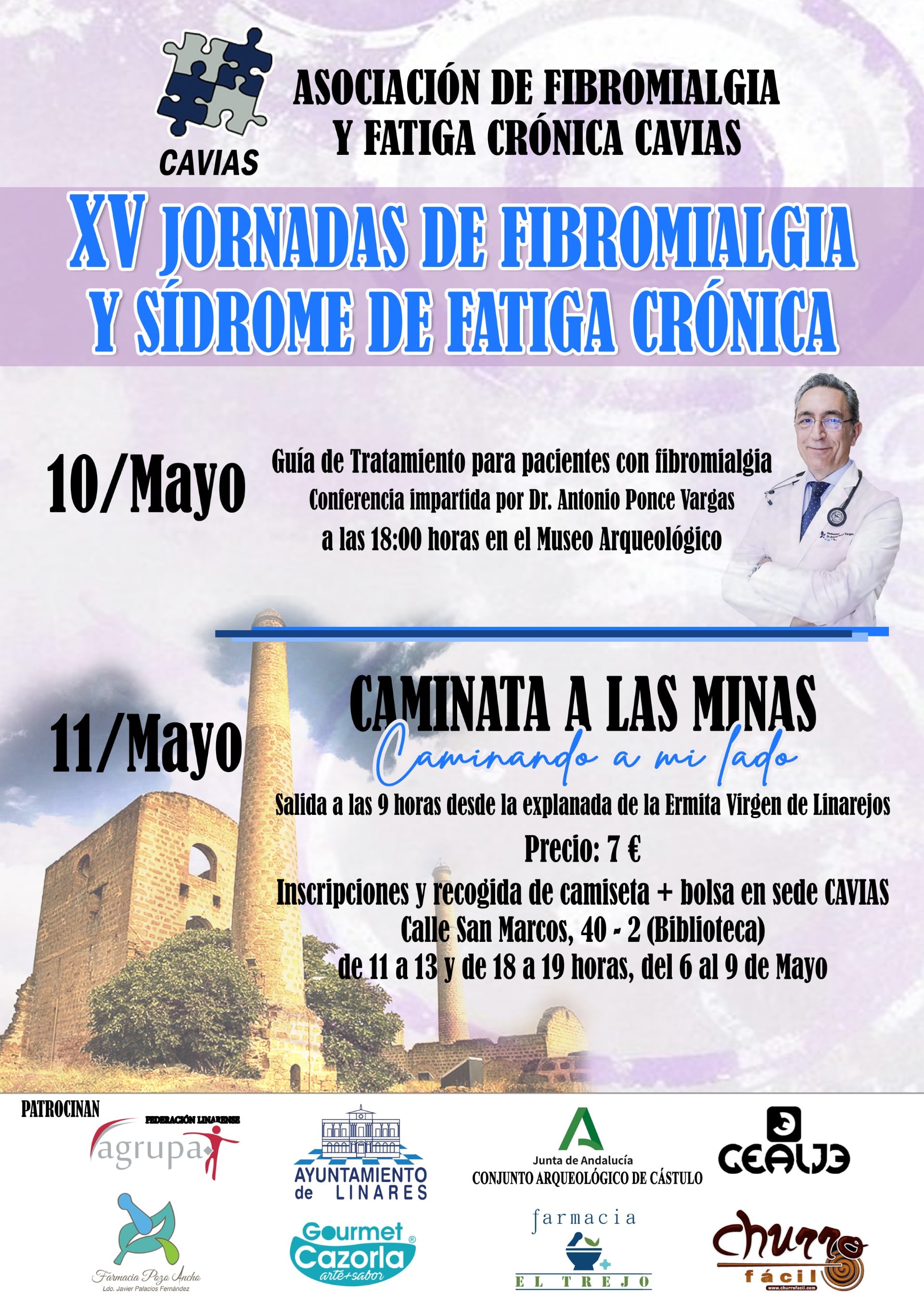 Cartel XV Jornadas de Fibromialgia de la asociación Cavias