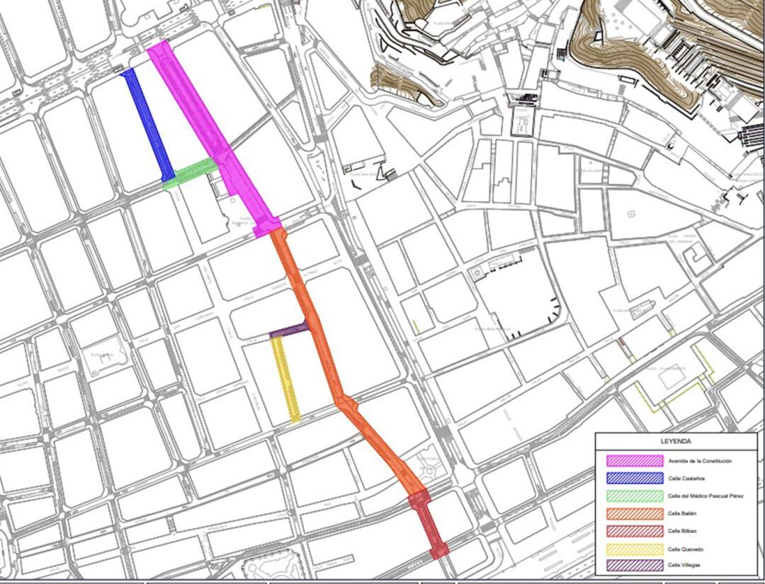 Plano del proyecto de peatonalización