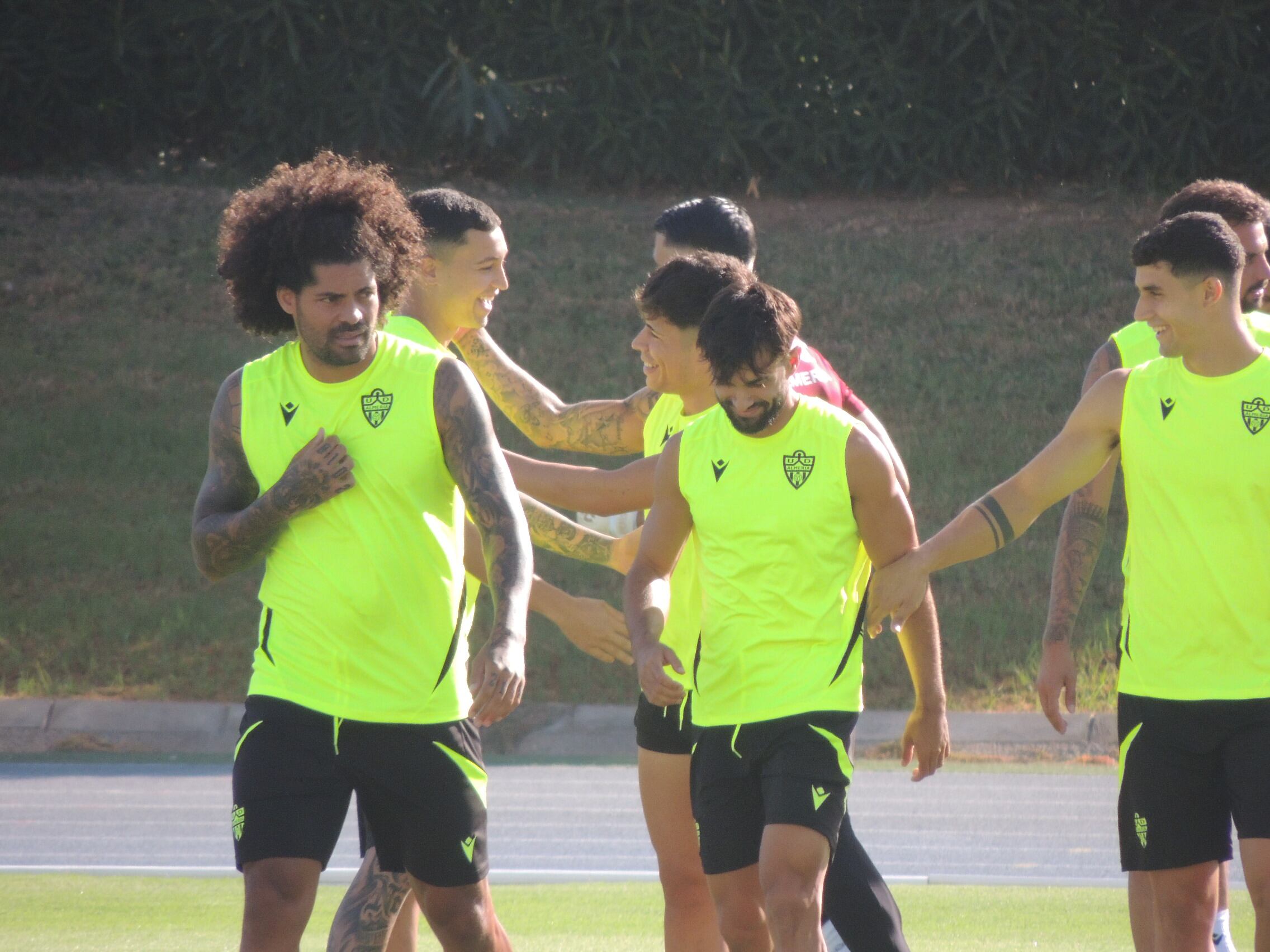 Aridane en su primer entrenamiento con el Almería después de pasar las pruebas médicas.