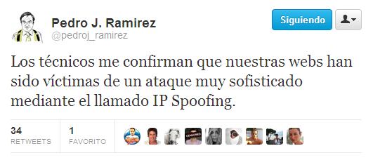 Captura del Twitter de Pedro J. Ramírez, director de El Mundo