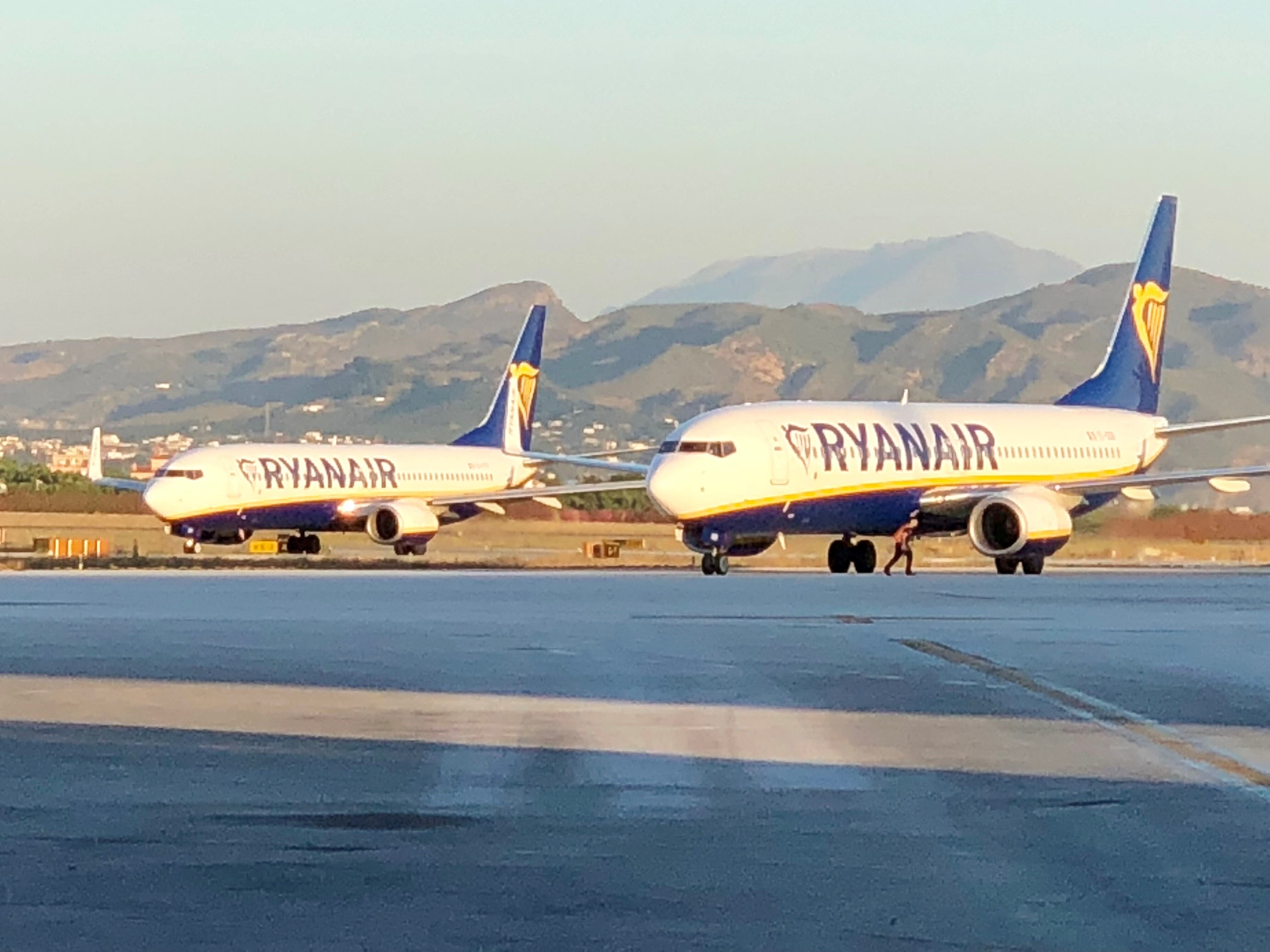 Aviones de Ryanair en la base de Málaga