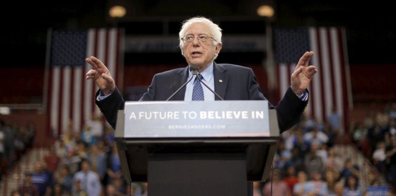 El senador Bernie Sanders, candidato a las primarias demócratas, durante un mitin en la ciudad de Oklahoma