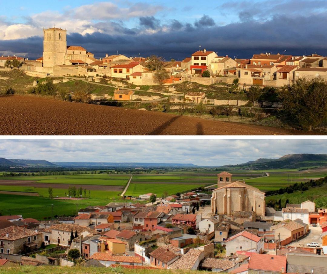 Las localidades de Canalejas de Peñafiel y Olivares de Duero (abajo)