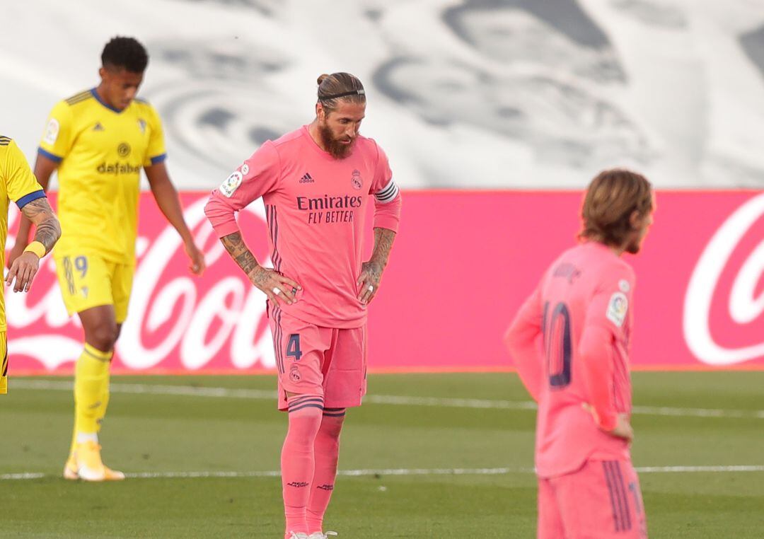 Sergio Ramos, durante el partido contra el Cádiz. 