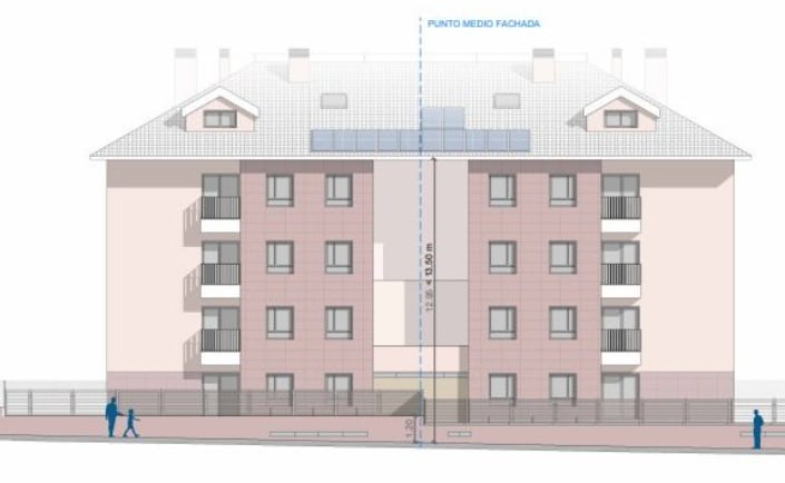 Boceto del bloque de viviendas a construir en el Llano de la Victoria de Jaca