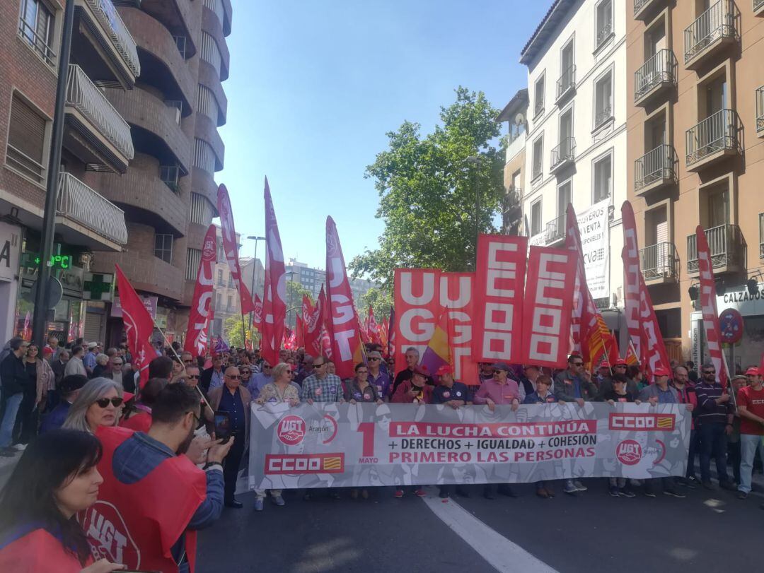 Cabecera de la manifestación del 1 de mayo en Zaragoza 