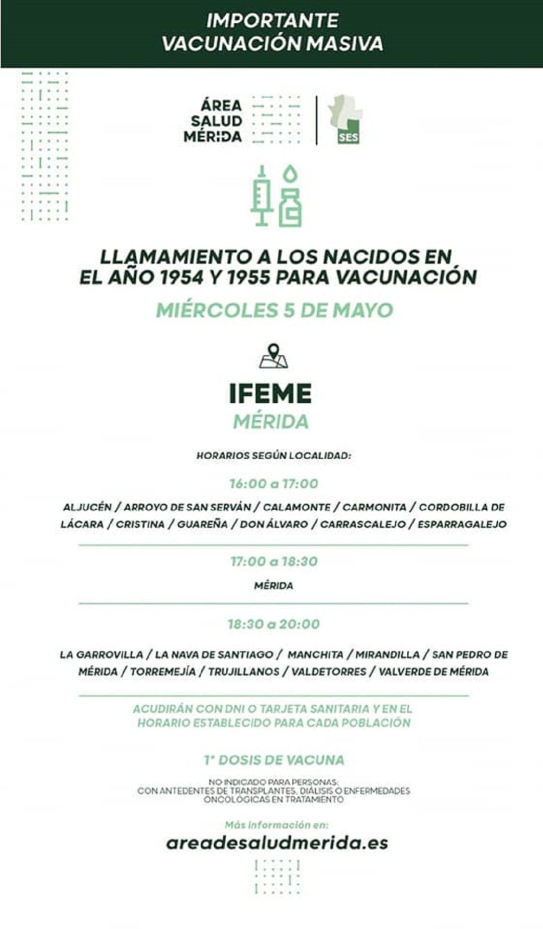 Llamamiento a los nacidos en 1954 y 1955 para que se vacunen contra la Covid-19