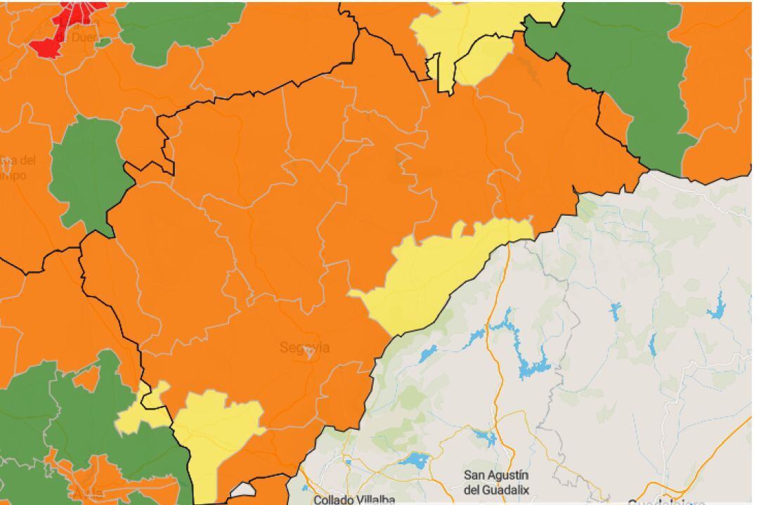 Mapa Zonas Básicas de Salud en Segovia a 6 de septiembre