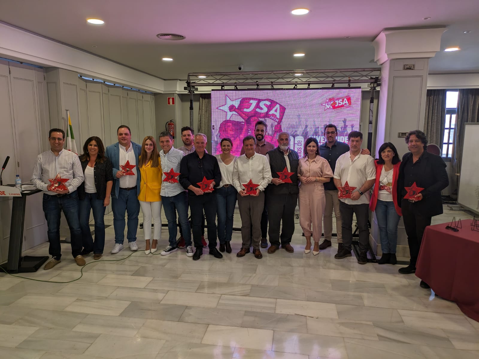 Homenajeados en el 90 aniversario de Juventudes Socialistas de Jaén.