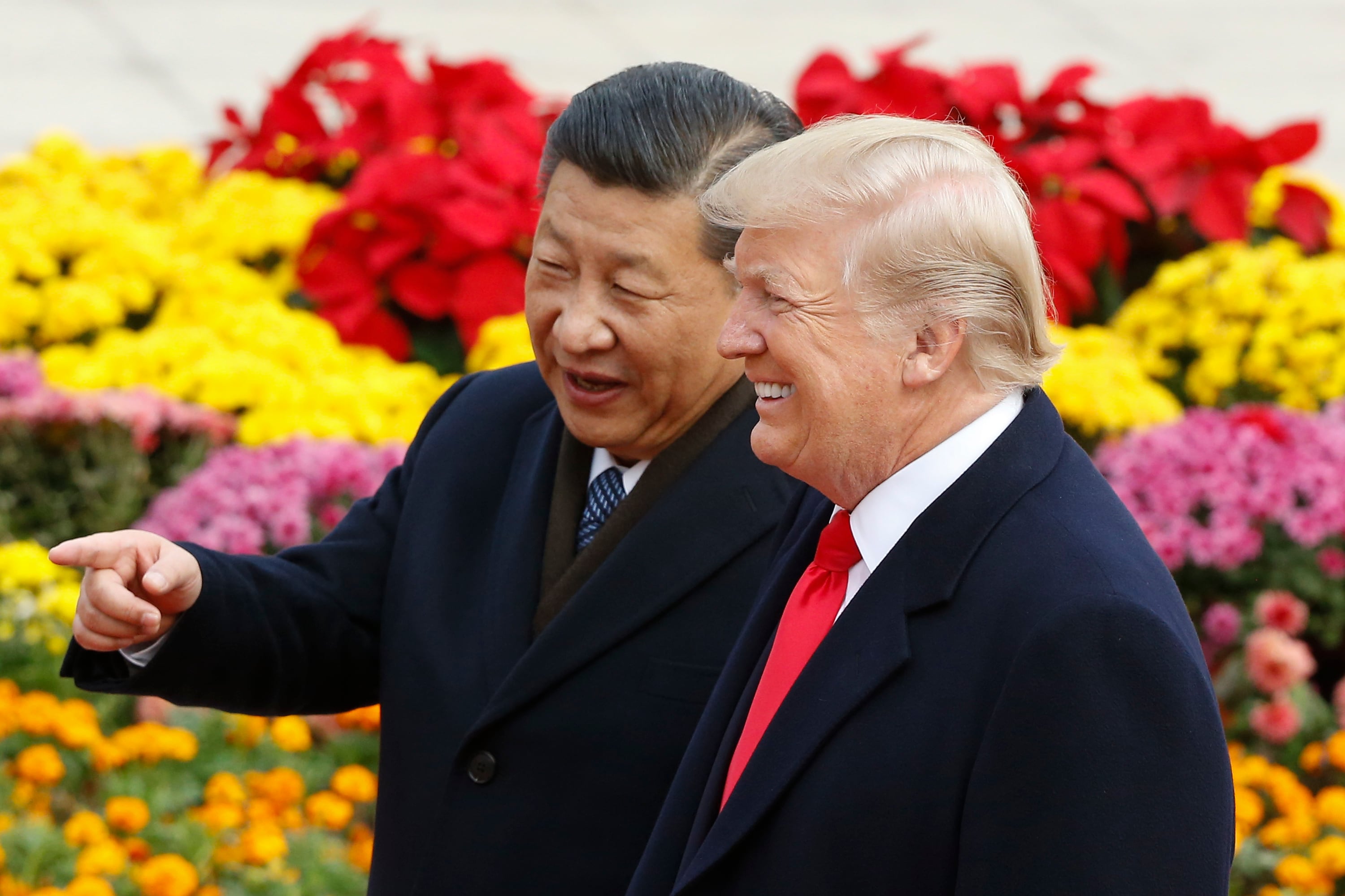 El presidente chino, Xi Jinping, y el presidente estadounidense, Donald Trump, el 9 de noviembre de 2017. Getty Images.