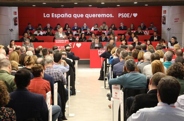 El president de la Generalitat y secretario general del PSPV-PSOE, Ximo Puig, durante su intervención en el Comité Federal del PSOE en Madrid