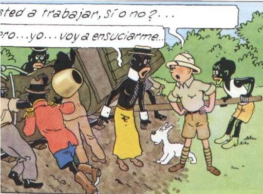 Fragmento de una de las viñetas de "Tintin en el Congo"