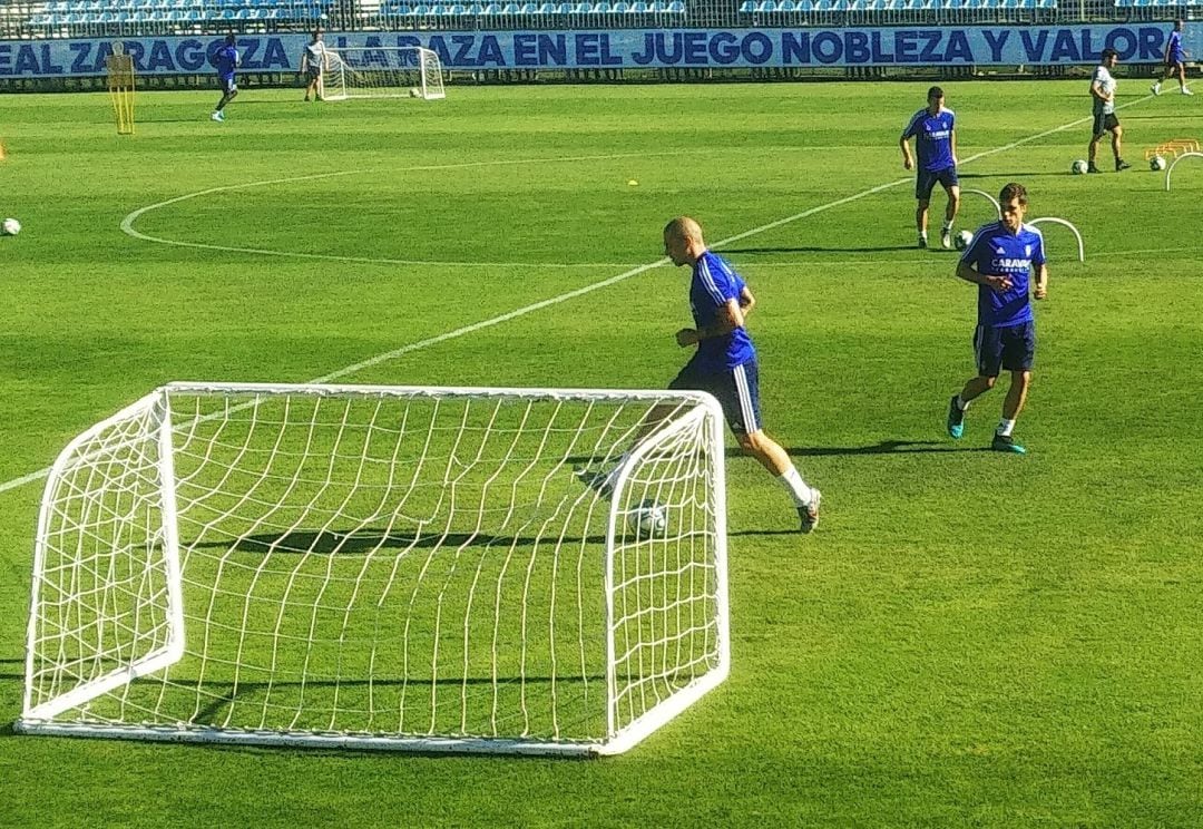 Jorge Pombo en el entrenamiento de esta mañana