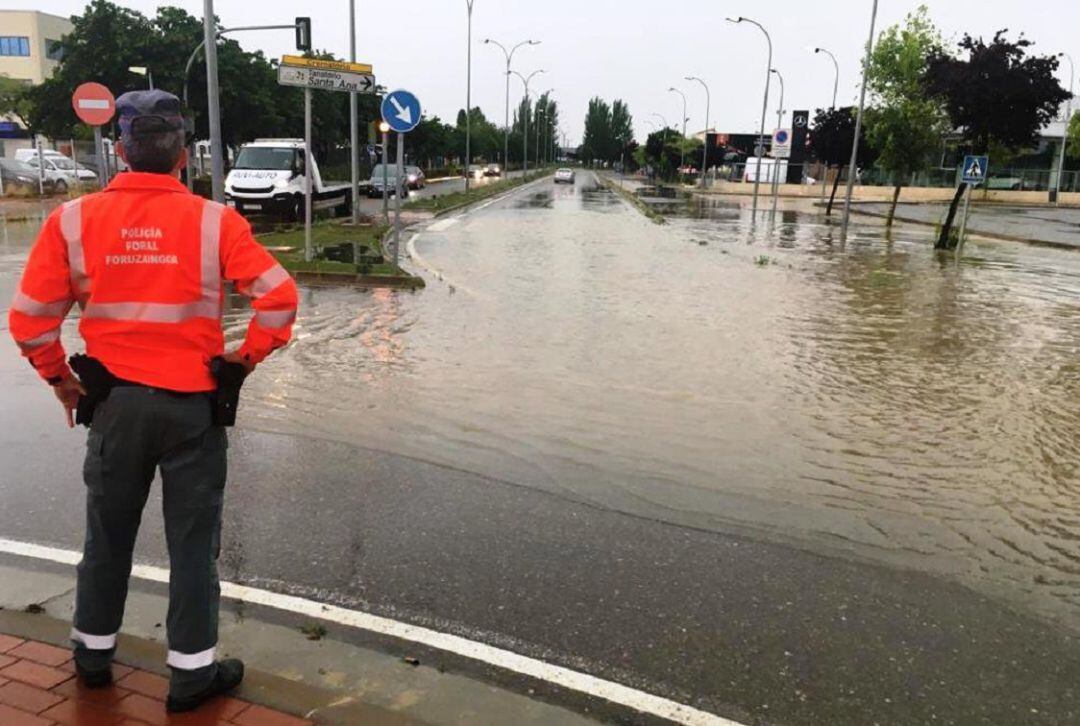 Acceso a Tudela tras la tormenta de este domingo