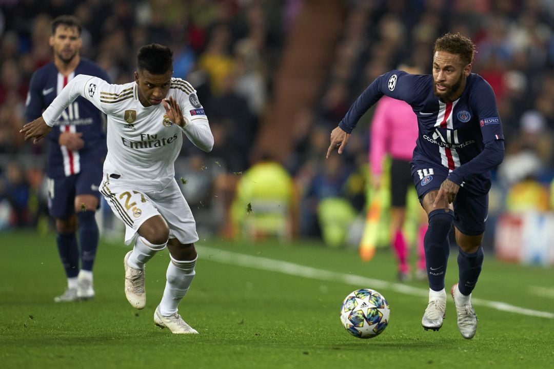 Rodygo, en el partido de la Champions del Real Madrid ante el PSG.