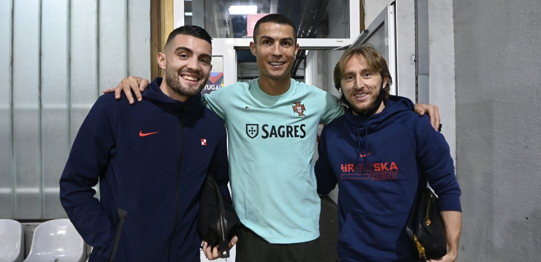 Modric, Cristiano y Kovacic, en la previa del duelo entre Croacia y Portugal