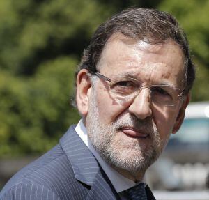 El presidente español, Mariano Rajoy, a su llegada a la reunión del Partido PP en Bruselas (Bélgica).