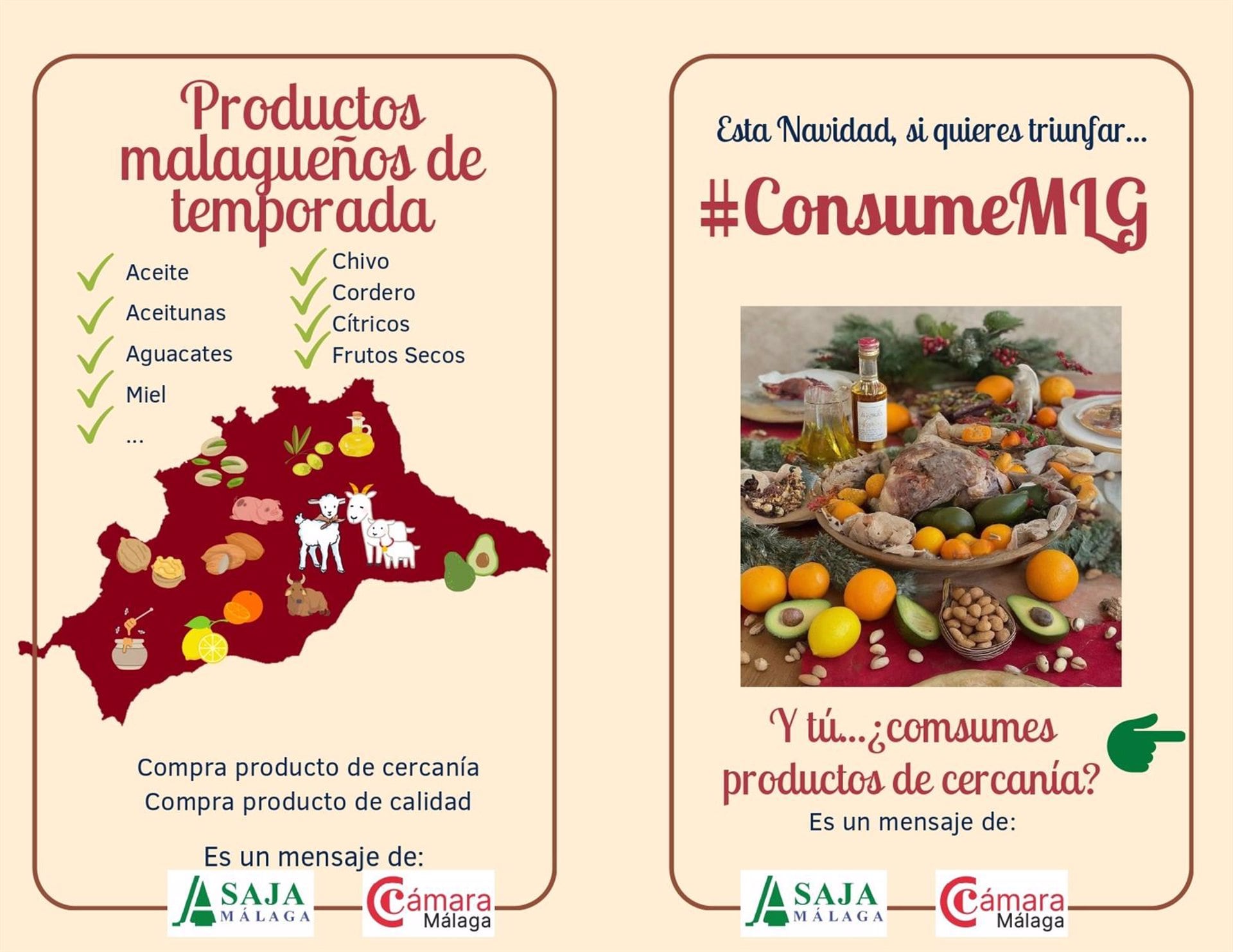 Folleto de la campaña para promocionar el consumo de productos malagueños en Navidad