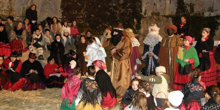 Momento de la representación del belén viviente de Vega del Codorno.