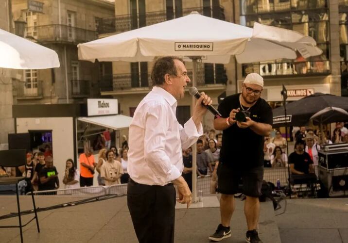 Abel Caballero durante su freestyle en O Marisquiño, Vigo