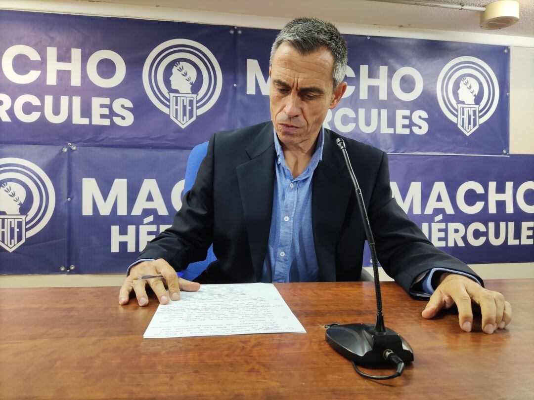 Carmelo del Pozo, en la sala de prensa del Rico Pérez