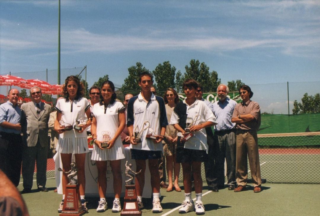 José Antonio Sánchez y Rafa Nadal, en la entrega de premios tras el partido