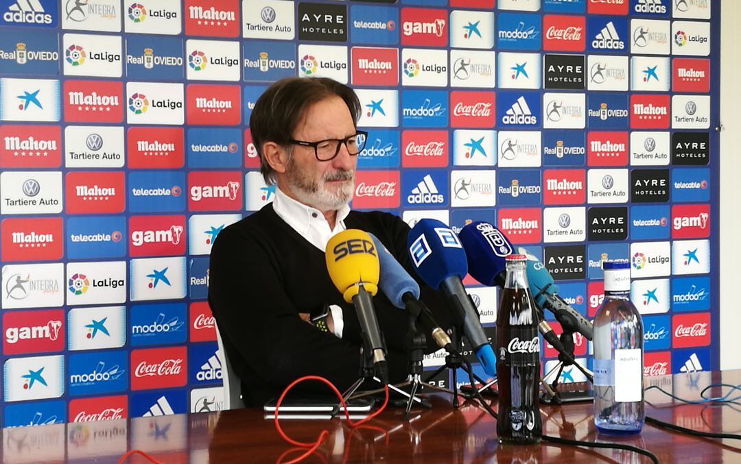 Juan Antonio Anquela durante la rueda de prensa previa al partido contra el Reus.