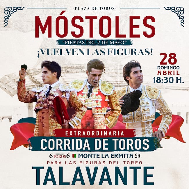Cartel de la corrida de toros organizada por el Ayuntamiento de Móstoles