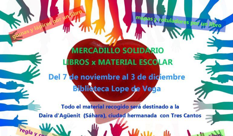 Quien quiera adquirir un libro tendrá que llevar a la biblioteca material escolar que se enviará a niños saharauis