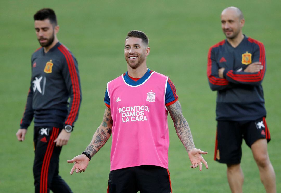 Ramos, este domingo, durante el entrenamiento en el Villamarín