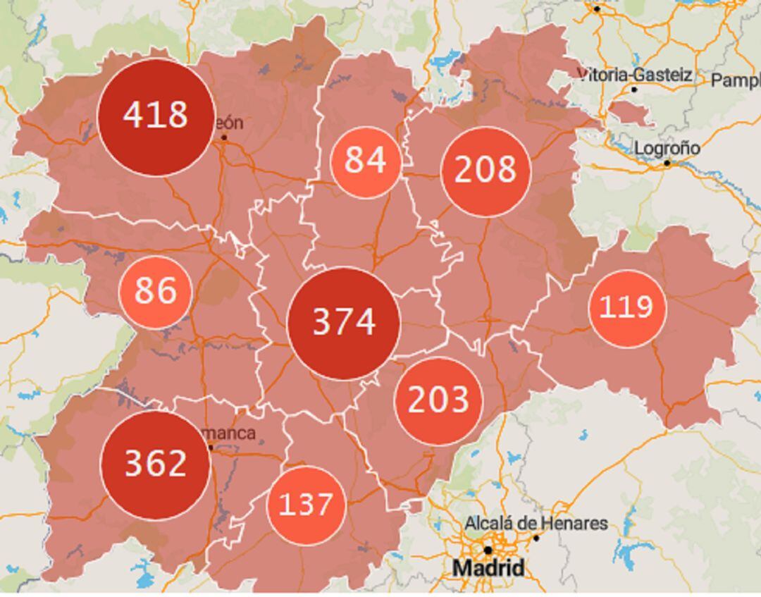 Fallecidos por coronavirus en Castilla y León a 26 de mayo