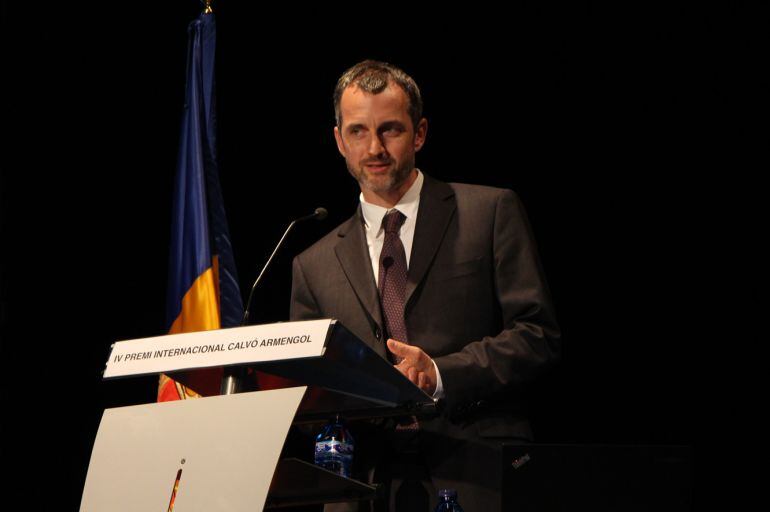 Matthew Gentzkow, el premiat, durant la conferència que ha ofert en rebre el guardó