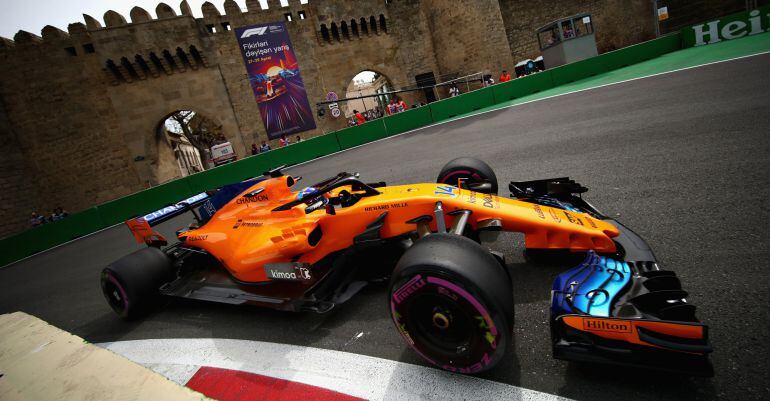 Fernando Alonso, en los entrenamientos del GP de Azerbaiyán.