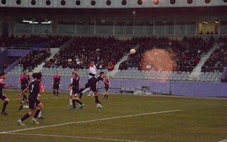 Cabezazo del delantero del Real Jaén, Antonio López que sirvió para hacer el gol del triunfo. Con este tanto, el granadino suma su decimocuarto gol en esta temporada