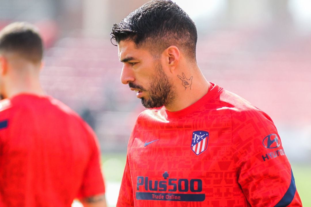 Luis Suárez, en un entrenamiento con el Atlético de Madrid