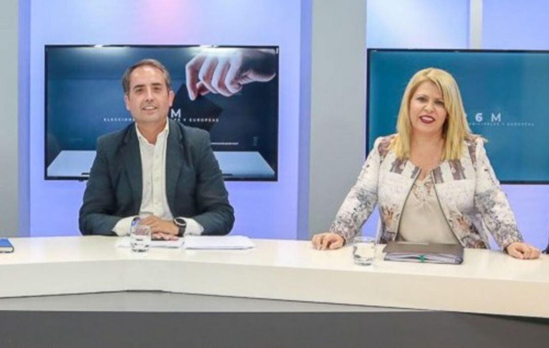 Antonio Saldaña y Mamen Sánchez, en El Debate Decisivo de 7TV Jerez