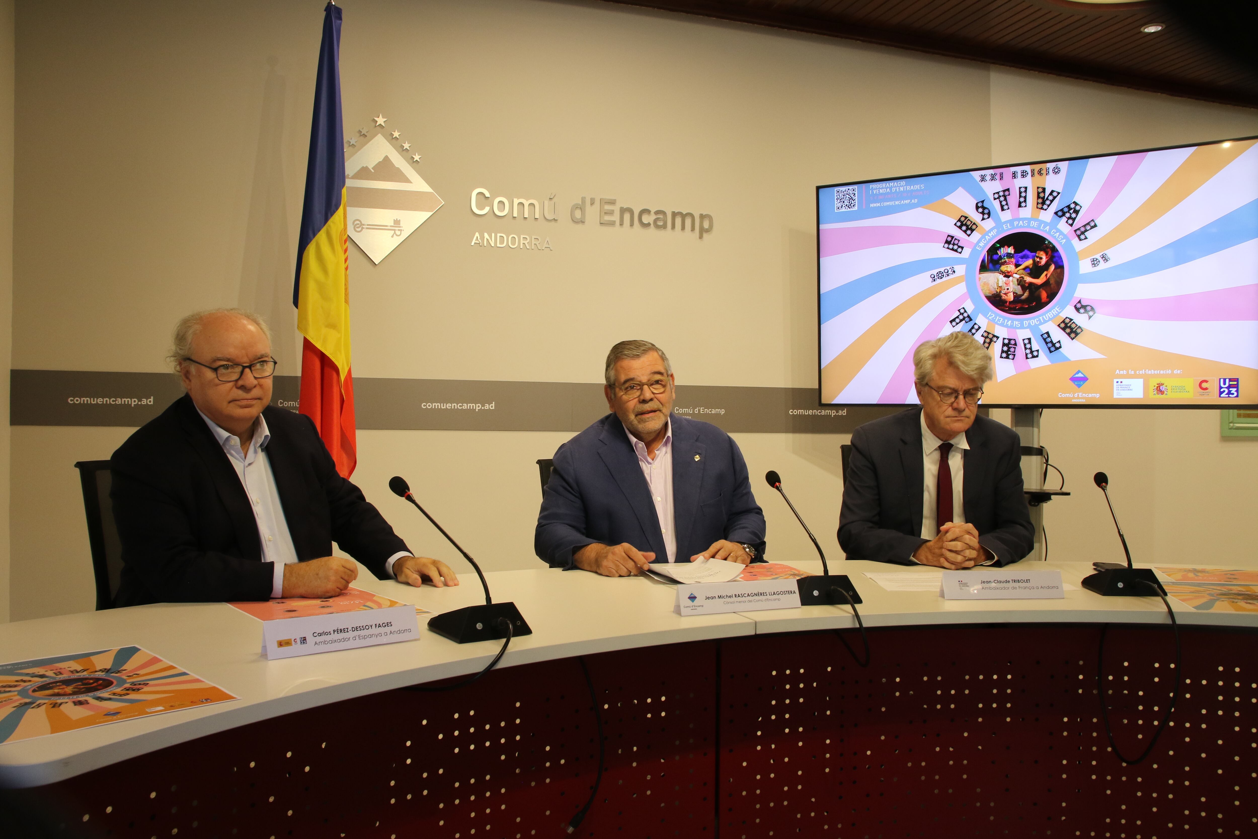 El cònsol menor d'Encamp, Jean Michel Rascagneres, durant la presentació del 21è Festival de Titelles d'Encamp i el Pas de la Casa.