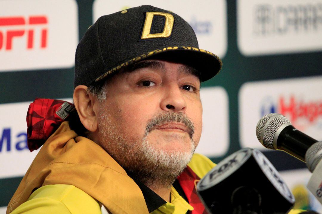 Maradona, durante una rueda de prensa. 