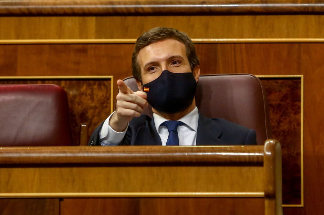 El líder del PP, Pablo Casado, en el Congreso de los Diputados