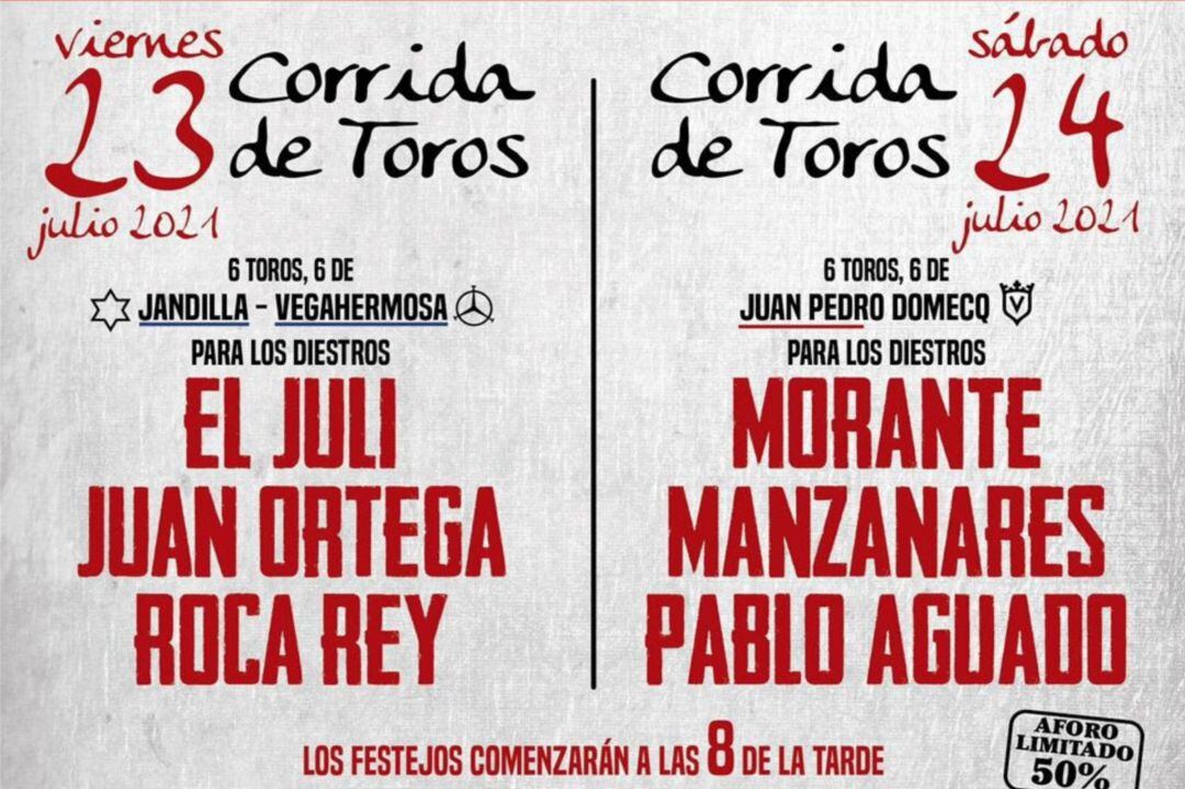 Sección del cartel de la temporada taurina de Jerez 2021