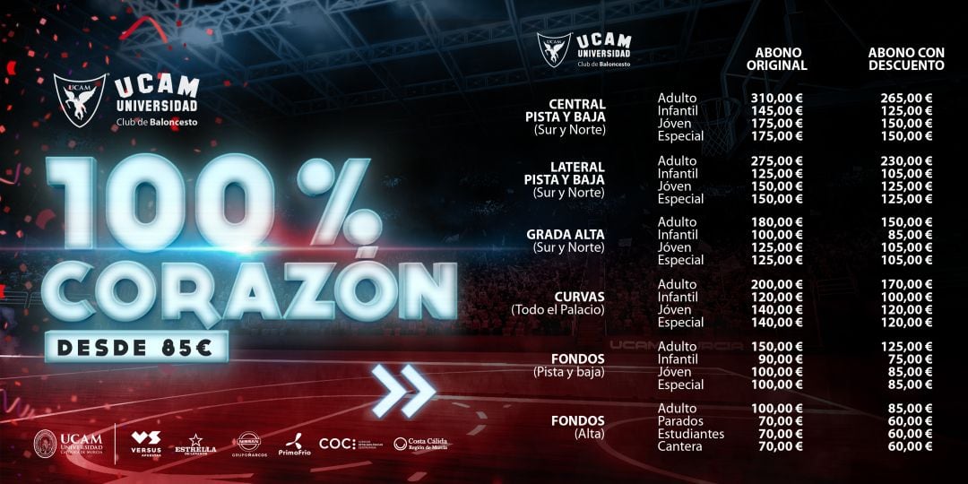 El UCAM Murcia CB presenta los abonos para la temporada 2020-2021