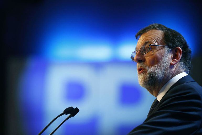 El presidente del PP, Mariano Rajoy, durante su intervención en la celebración del Congreso Nacional del Partido Popular. 