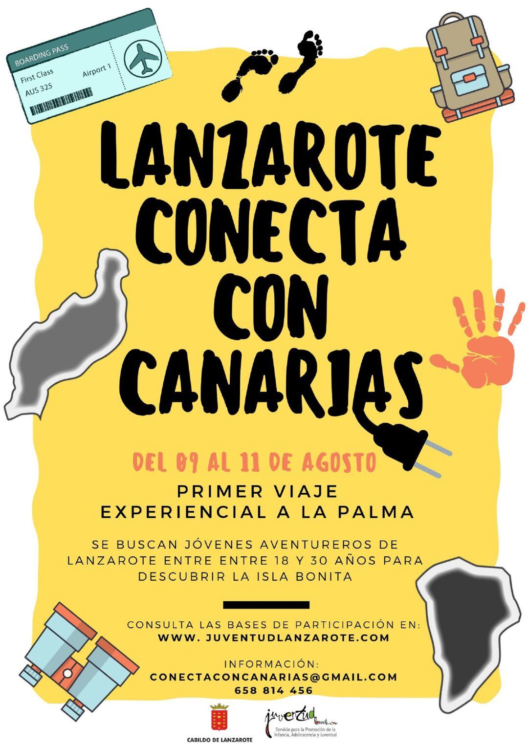 Cartel de &quot;Lanzarote conecta con Canarias&quot;.